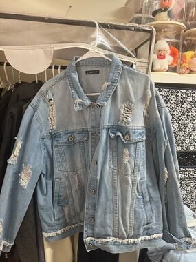 SHEIN Distressed Denim Jacket